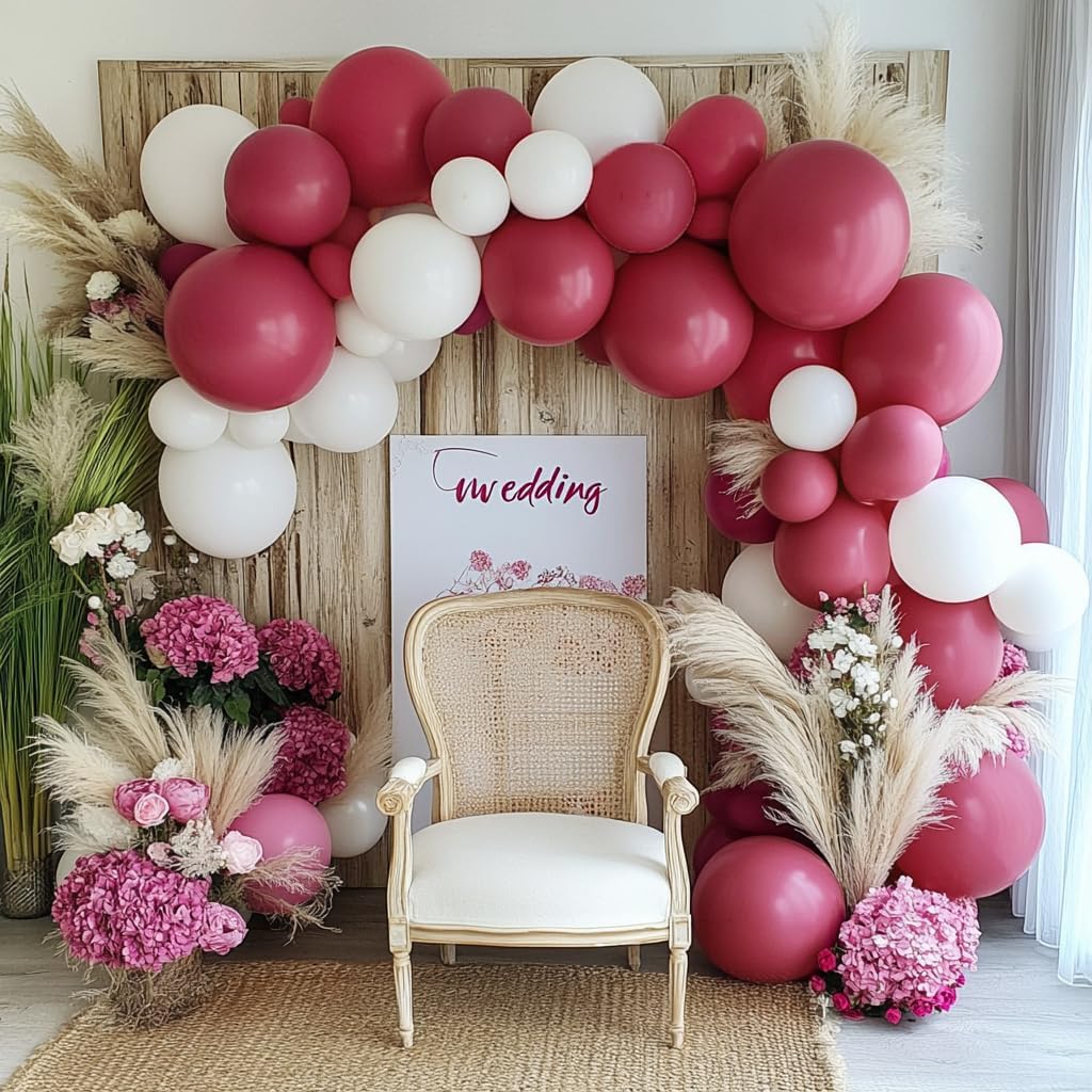 Pink White Double Stuffed Balloon Garland Different Sizes 18In 12In 5In Pastel Balloon Arch Kit For Baby Shower Wedding Gender Reveal Birthday Party Decorations