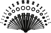 Marsrut 48PCS Acrylic Ear Stretching Kit: Gauge Tapers, Heart Tunnels & Plugs 14G-0000G Set
