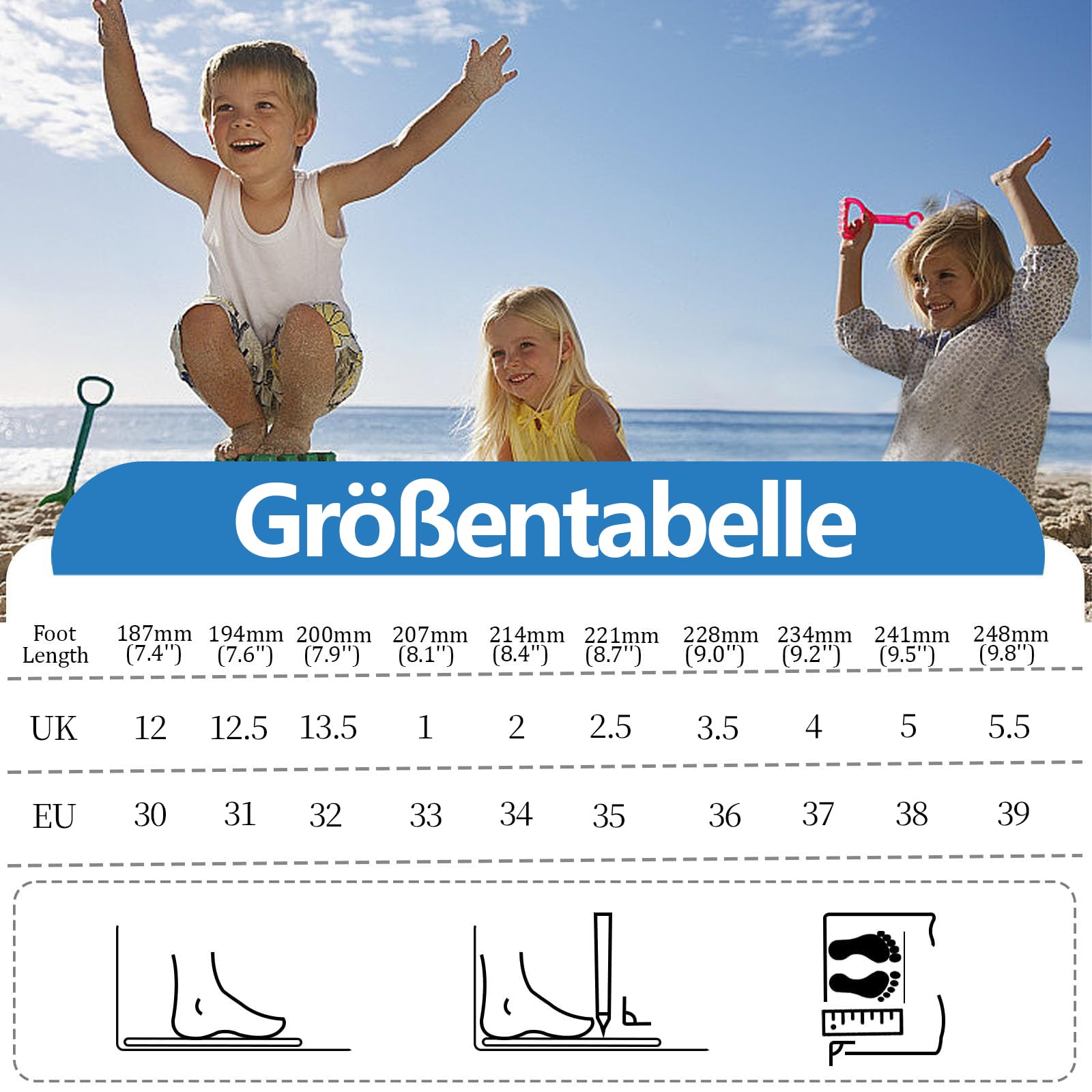 ELUTONG Kinder Flip Flops Jungen Mädchen Sandalen Wasserschuhe Jungen Mädchen Unisex-Kinder Strandschuhe Flip Flops EU 30-39