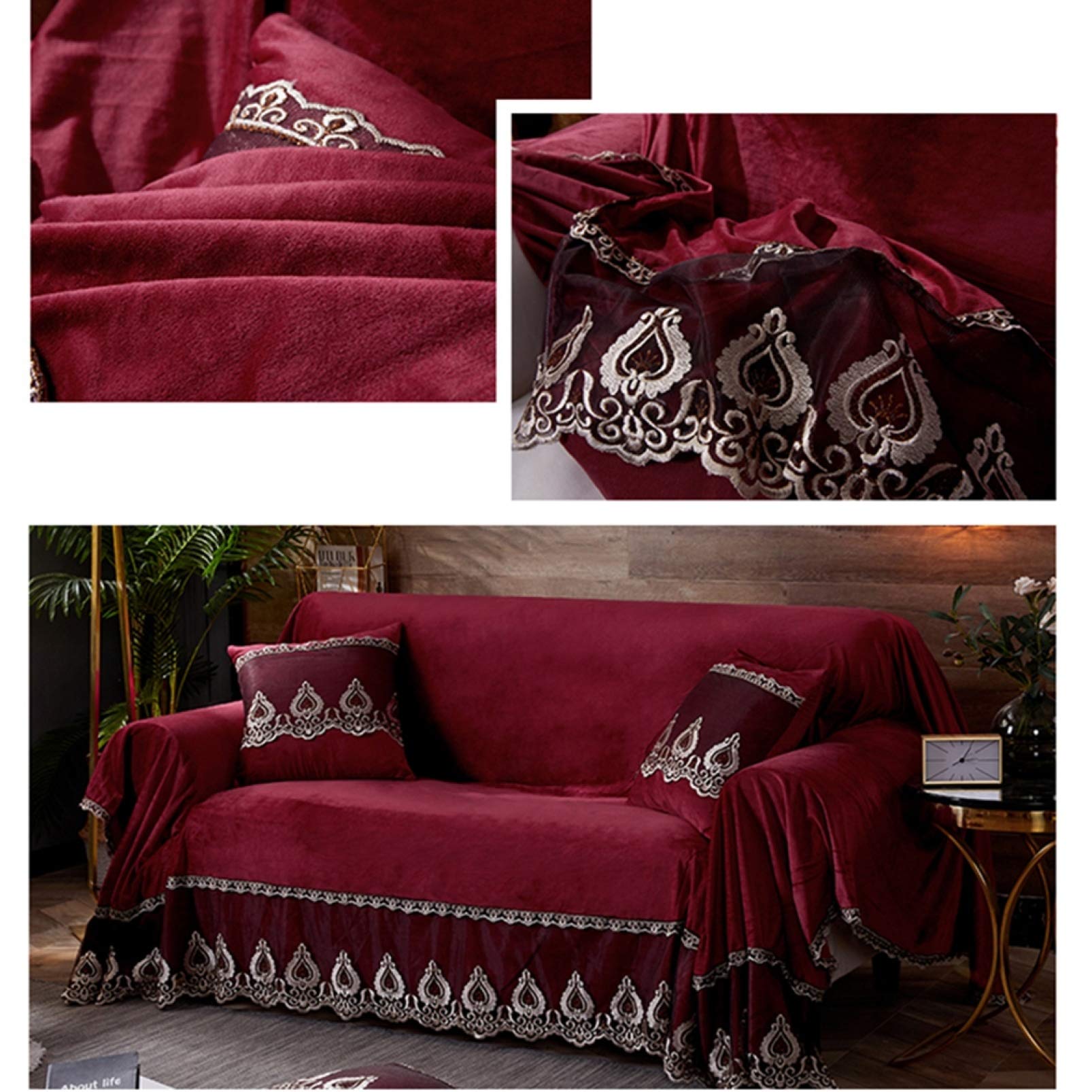 ベロア レースの縁取り多機能 マルチクロス カーペット マルチカバ3人掛67 ベロア レースの縁取り多機能 マルチクロス カーペット