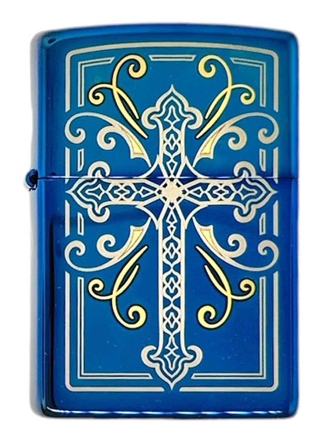 Personalized Zippo Elegant Cross Design Sapphire Classic Oil Windproof Lighter Free Engraving - Christmas, Halloween & Valentines Day Gift