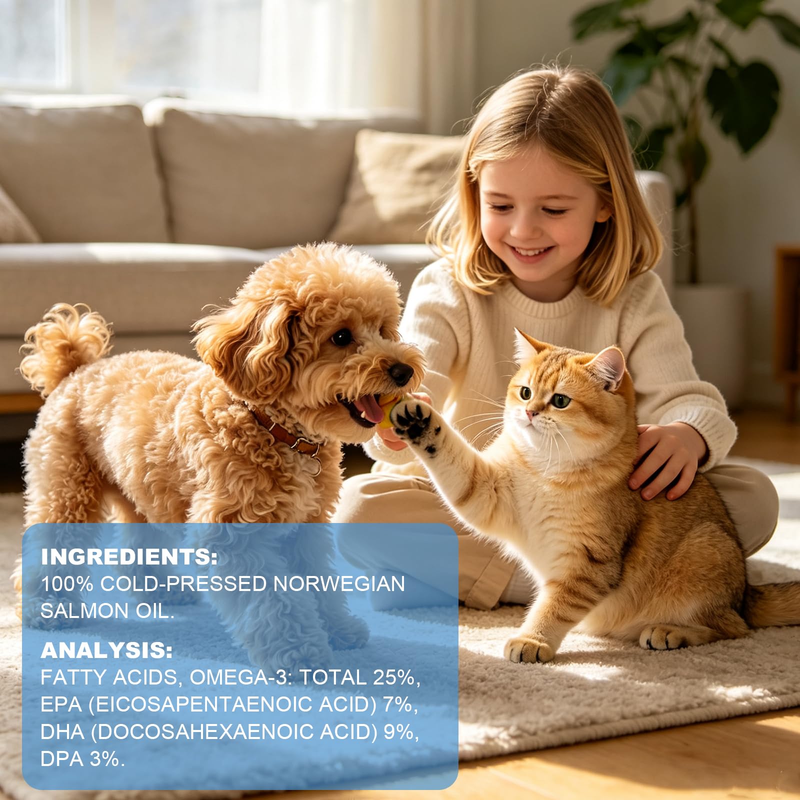 Aspand Olio di Salmone per Cani e Gatti, 100% Norvegese Pressato a Freddo per Articolazioni Fort, Pelle Sana e Rafforza il Sistema Immunitario, Arricchito con Omega 3, EPA, DHA, 250 ml