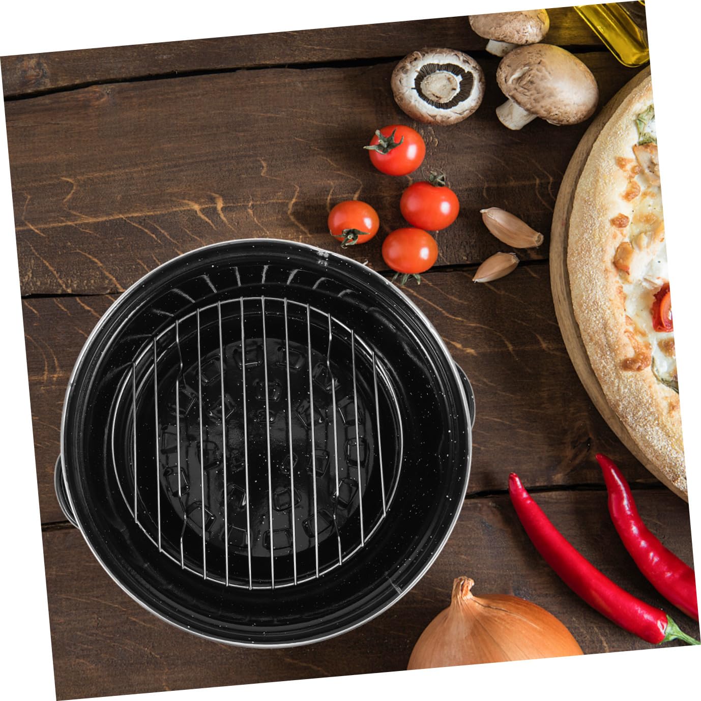 INOOMP Praktischer Emaillierter Bräter aus Eisen mit Deckel als Kartoffeltopf für Gasgrill und Schnellen Kochen von Grillgut und Süßkartoffeln