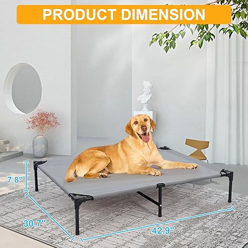 Miniatura 3 de Cama elevada para perros de 42 pulgadas con cuatro paquetes de hielo, cama elevada para perros con seis pies de apoyo, camas transpirables y