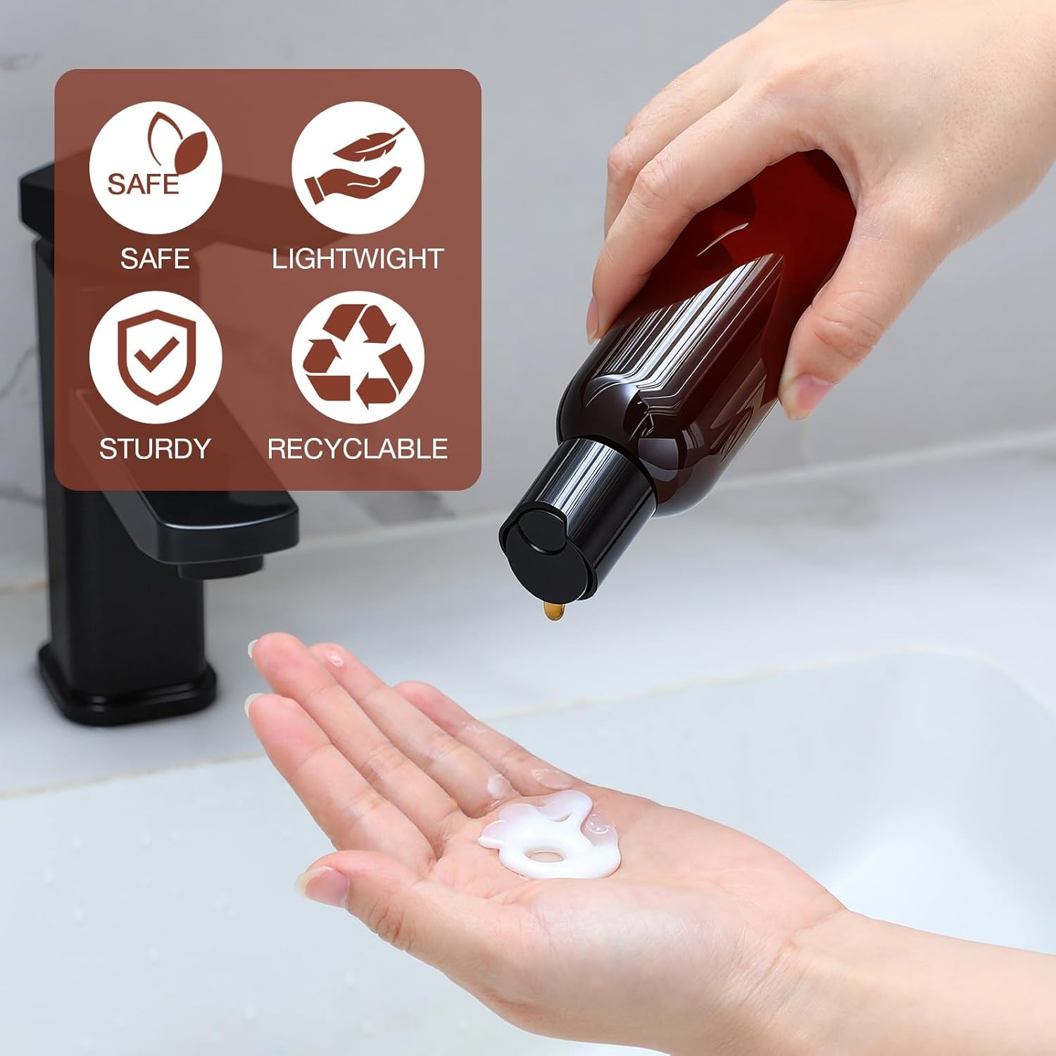 Mimorou 30 Pack Amber Empty Bottles Plastic Squeeze Bottles with Disc Top Flip Cap Small Empty Travel Squeeze Bottle for Lotions Liquid Body Soap Conditioner Creams(5.1 oz)