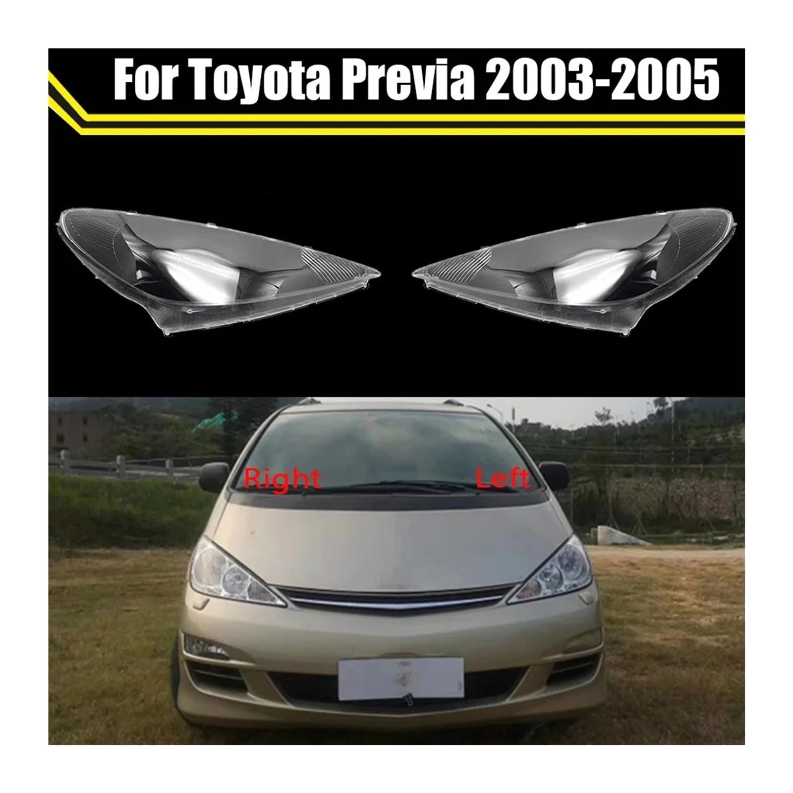 Windzerdong Car Front Glass Lens Headlamp Shell For toyotas Previa 2003 2004 2005 Transparent Lampshade Auto Lamp Light Case Headlight Cover
