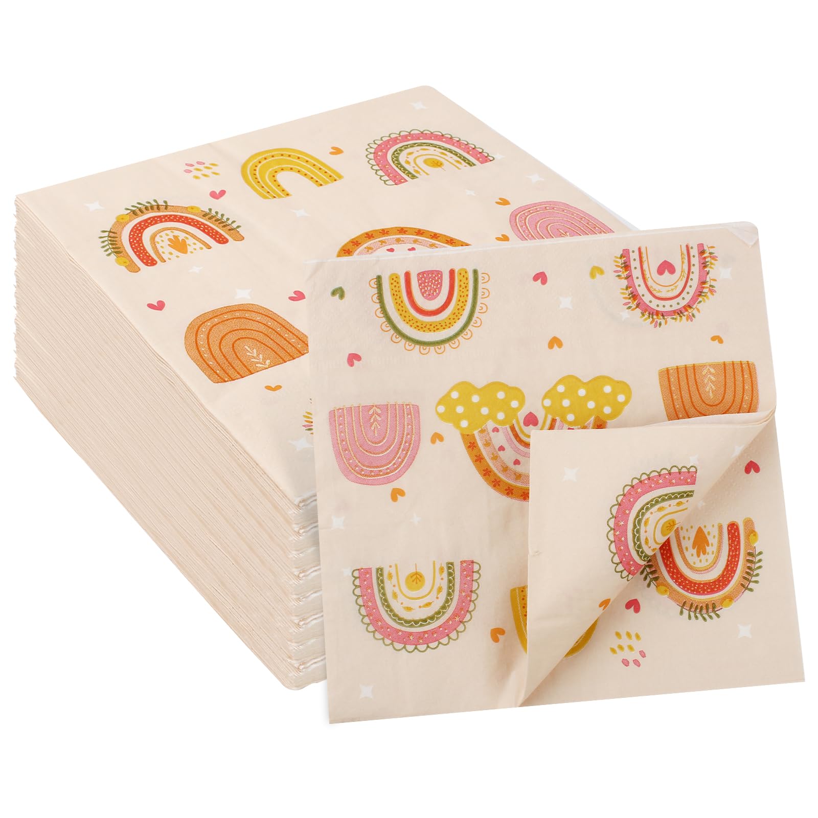 Bohemian Rainbow Paper Napkins, 60 Pack, 33 X 33 Cm
