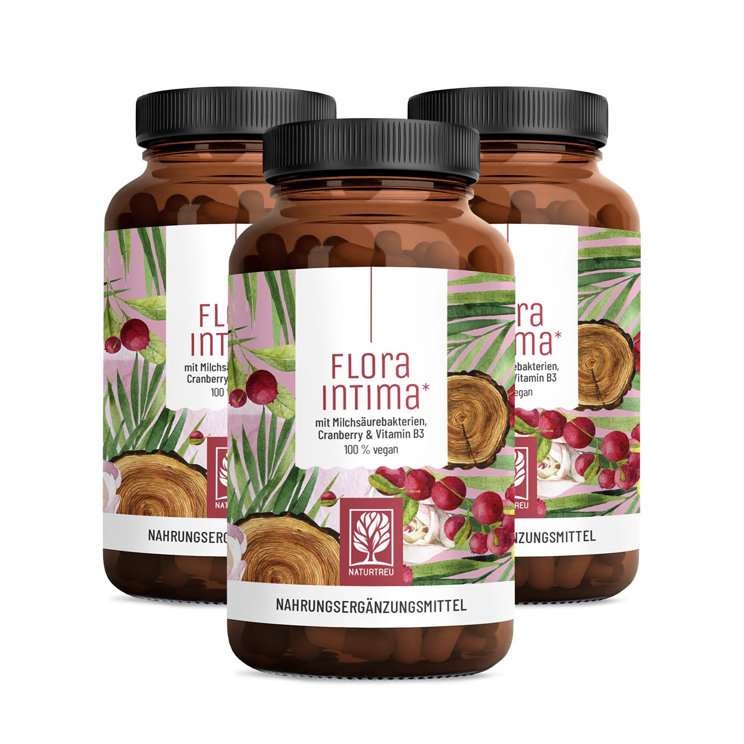 Kulturen Komplex für Frauen Intimflora * mit 100 Mrd. KbE/g - mit Milchsäurebakterien, Cranberry & Vitamin B - 7 Lactobacillus Stämme - 1 Kapsel pro Tag - 180 Tage-Vorrat - Floraintima von NATURTREU®
