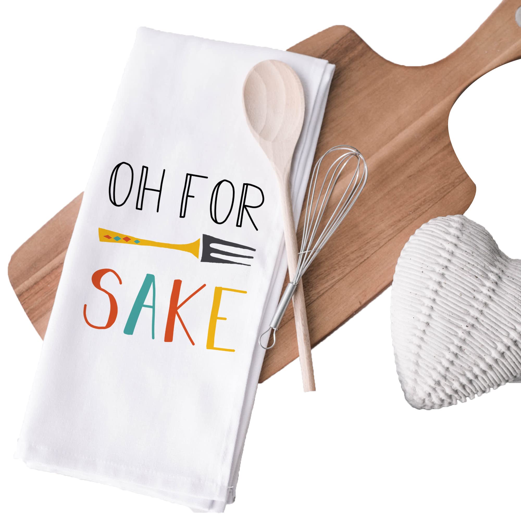 Oh for Forks Sake Funny Tea Towel | Gift for Her Friend Mummy Family Grandma Nanny | Christmas New Home Floursack Towel Kitchen Housewarming