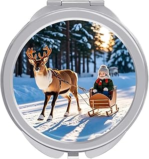 Portable Folding Travel Makeup Mirror, Deer P...