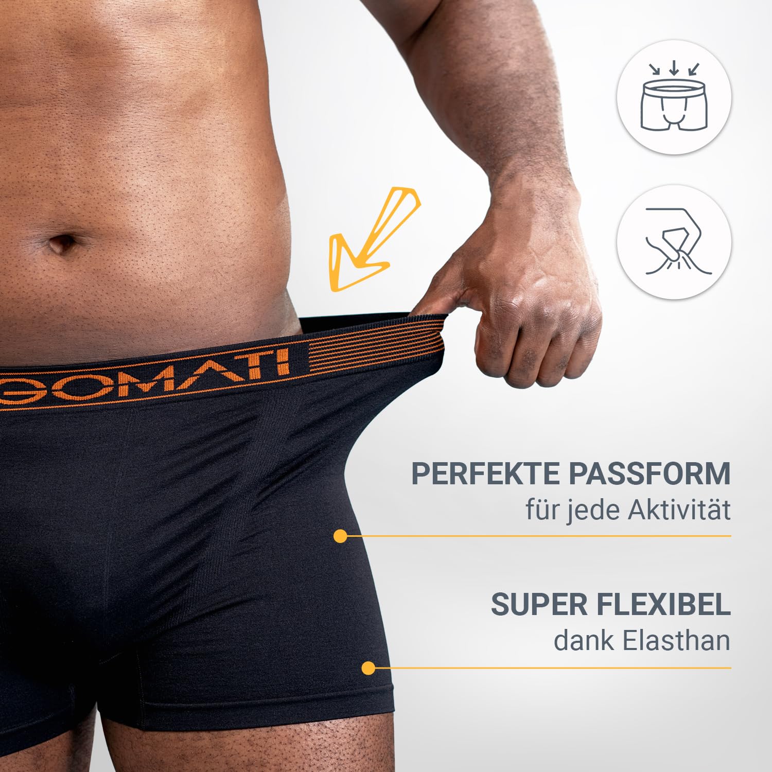 Gomati Herren Seamless Pants (6er Pack) Nahtlose Boxershorts aus Microfaser-Elasthan
