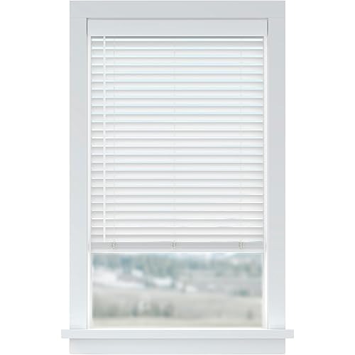 LEVOLOR Basics Cordless Light Filtering Faux Wood Blinds, Easy to Install 2” Blinds for Windows, Timeless Look, Fits up to 34” Width and 64” Length, Home Solution for Any Space or Room