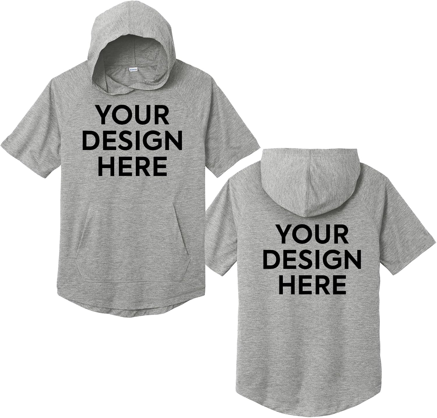 Custom Short Sleeve Hoodie, Personalized Performance Hoodie, Customizable Front Back Print On Demand