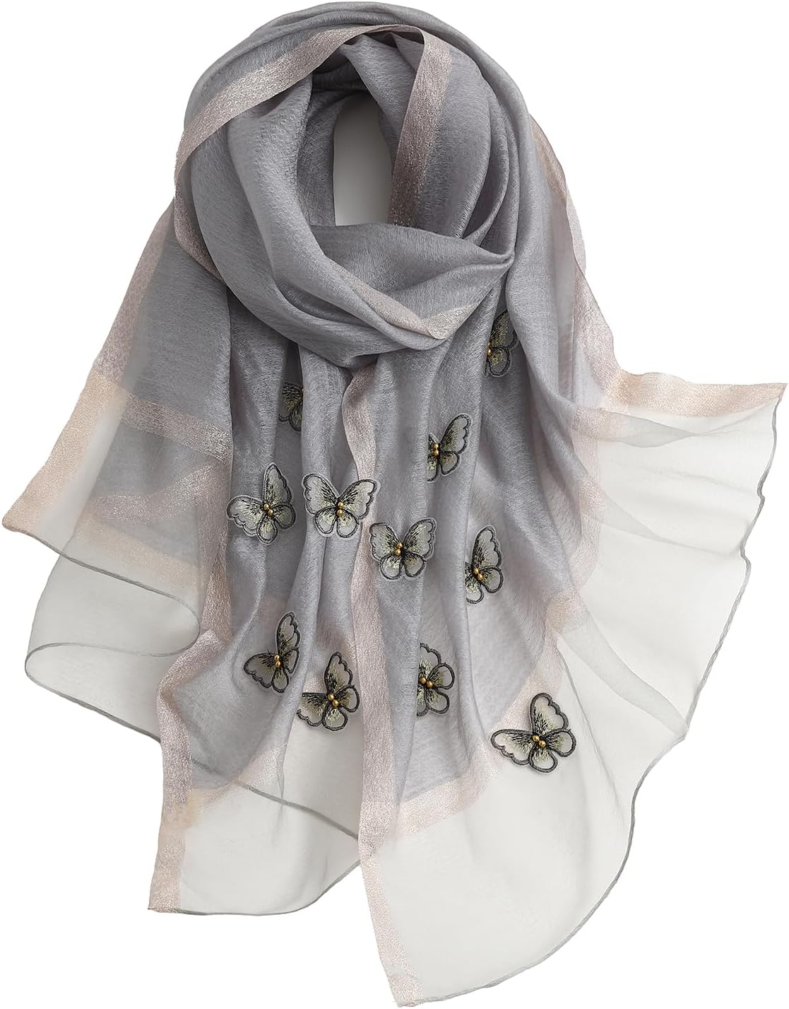 Isurrender Silk Embroidered Long Scarf Lightweight Wrap for Evening Party Fashion Pashmina Shawl Wraps for Women Formal - Image 2