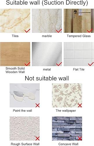 Miniatura 6 de Hibbent Soporte de cabezal de ducha con ventosa al vacío, soporte de cabezal de ducha extraíble, soporte de varita de ducha ajustable en altura y