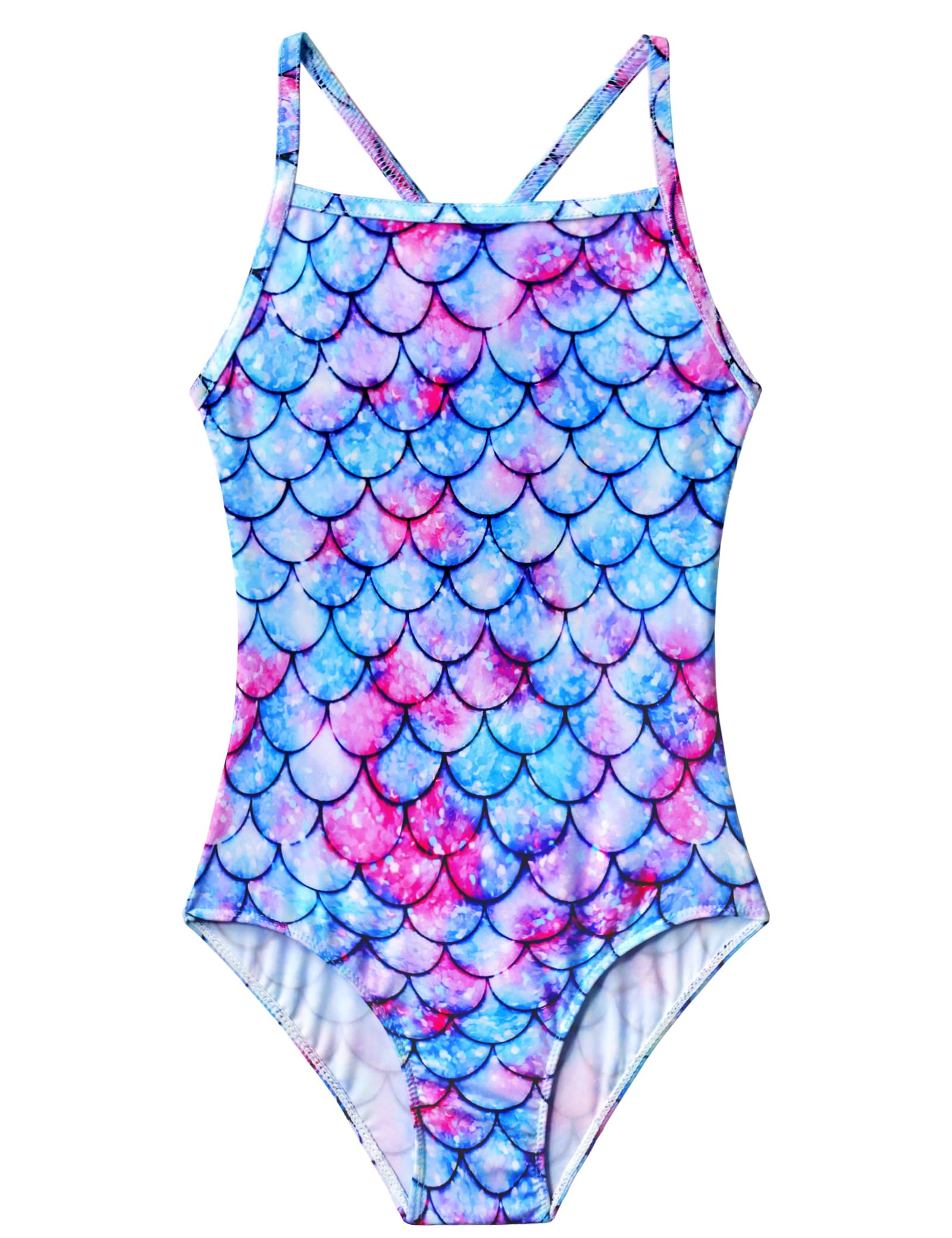 Nokecina Girls Swimsuits One-Piece Bathing Suits Multicolor Kids Sport Summer Beach Swimwear for 2-10 Years Old