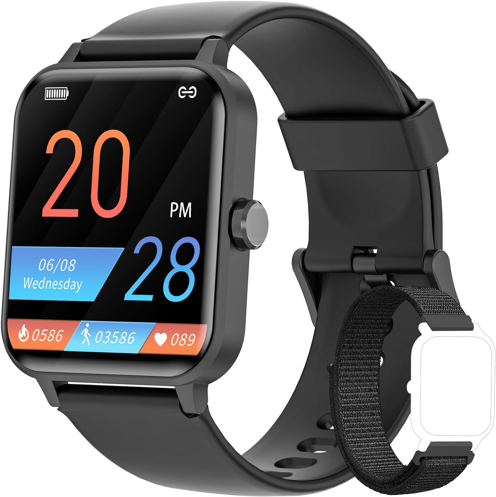 Blackview Smart Watch for Men Women, 1.83" Fitness Watch with Blood Oxygen Heart Rate Sleep Monitor, 24 Sport Modes, IP68 Waterproof, Weather, Pedometer, Notifications, Smartwatch for Android iOS