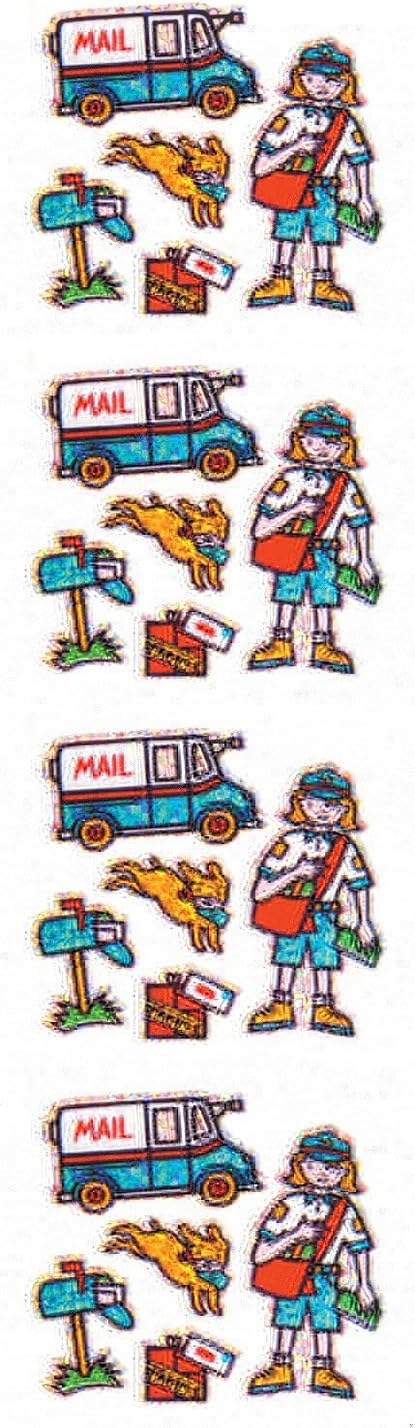 Jillson Roberts Prismatic Stickers, Mini Postal Worker, 12-Count (S7263)