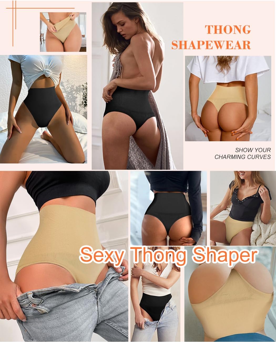 FUT Thong Shapewear Tummy Control Underwear Mid Waisted Body Shaper Thong Panties for Women - Image 5