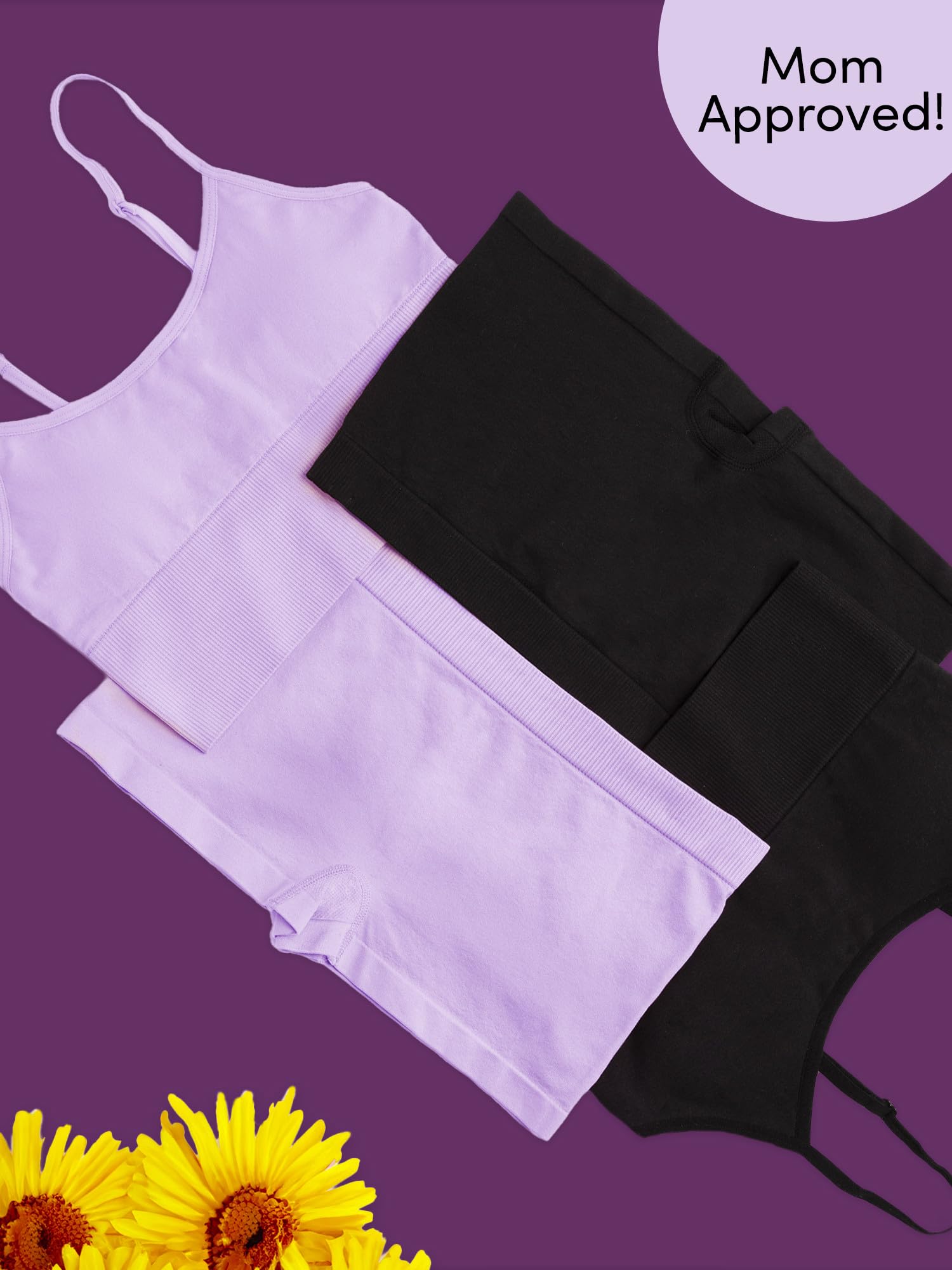 Fruit of The Loom Girls Seamless Longline Bra and Matching Boyshort Panty Set
