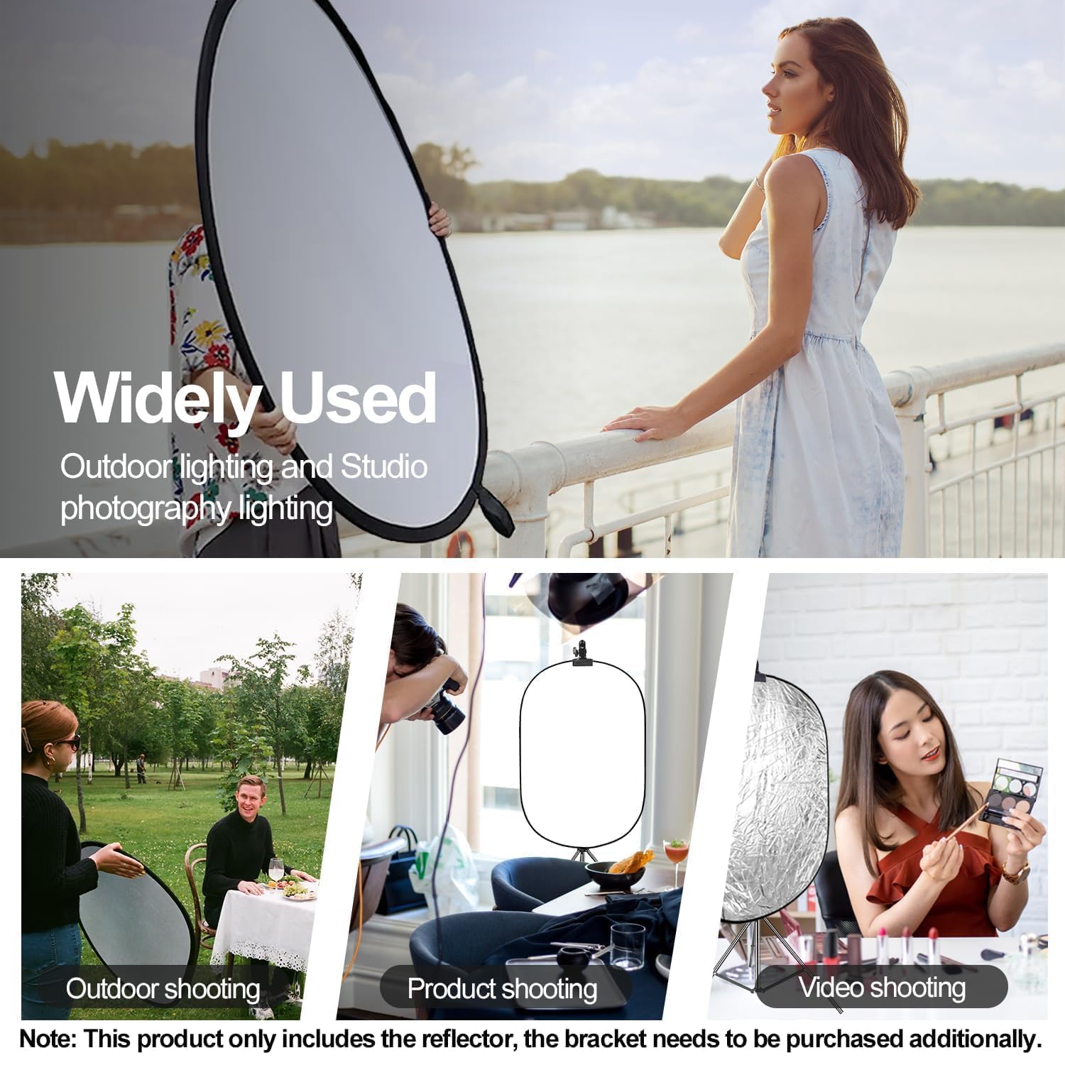 EMART 24'' x 36''(60 x 90cm) 5 in 1 Photo Collapsible Photography Reflector with Bag, Large Oval Portable Panel for Studio Video, Portraint, Outdoor Shooting -Translucent, White, Silver, Gold, Black