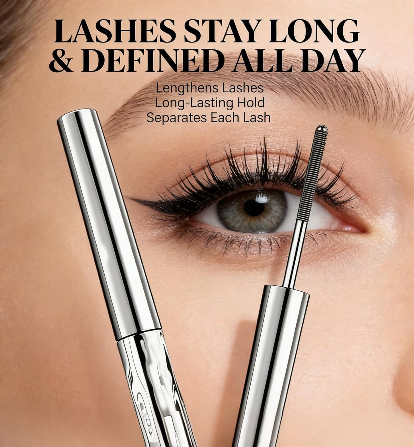 Upgraded Iron Metal Wand Mascara - Waterproof Tubing Formula, Long-Lasting 3D Curling, Smudge-Proof & Flake-Free (Black) - Image 6