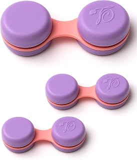 SPORTS WORLD VISION 3PC Purple Macaroon Contact Lens Case | Compact, Portable & Leakproof Contact Lens Holder | Durable, Travel-Friendly Contact Lens Solution Box with Same Color Set