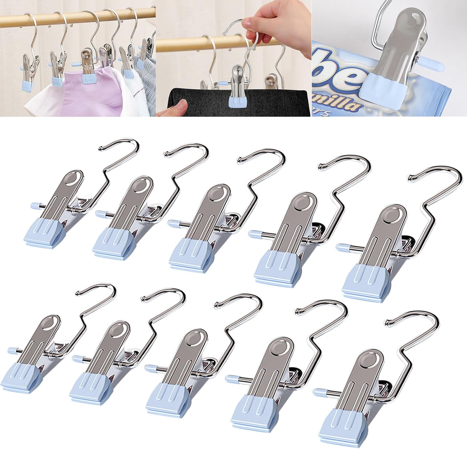 10PC SpaceSaving Clothespin Hat Pants Storage Hanging