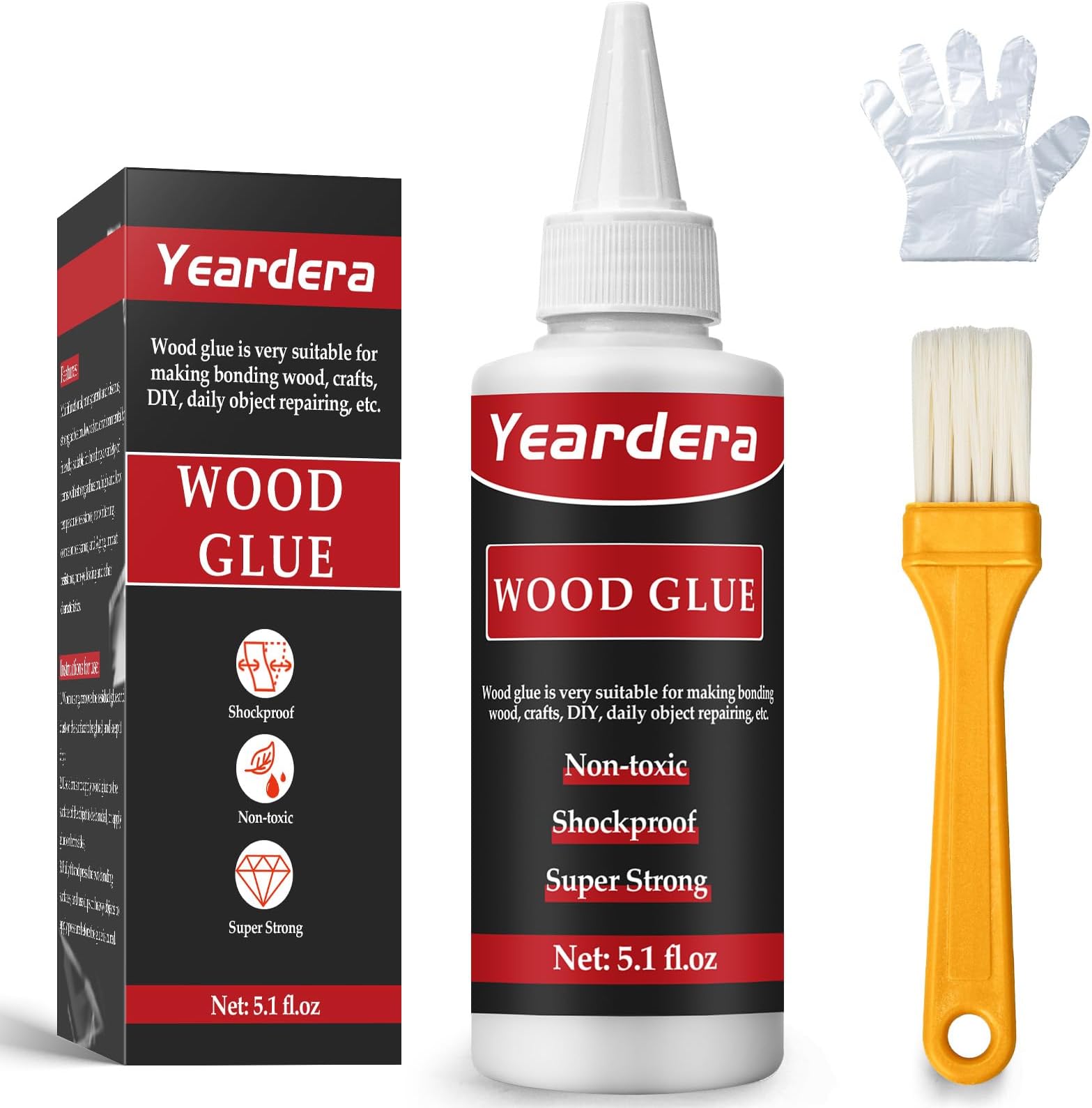 Yeardera Wood Glue, Professional Furniture Repair Glue, Clear Carpenter Glue, Strong Wood Glue for Crafts, Furniture, Wood Floor and Wood Products(150g/5.1oz)
