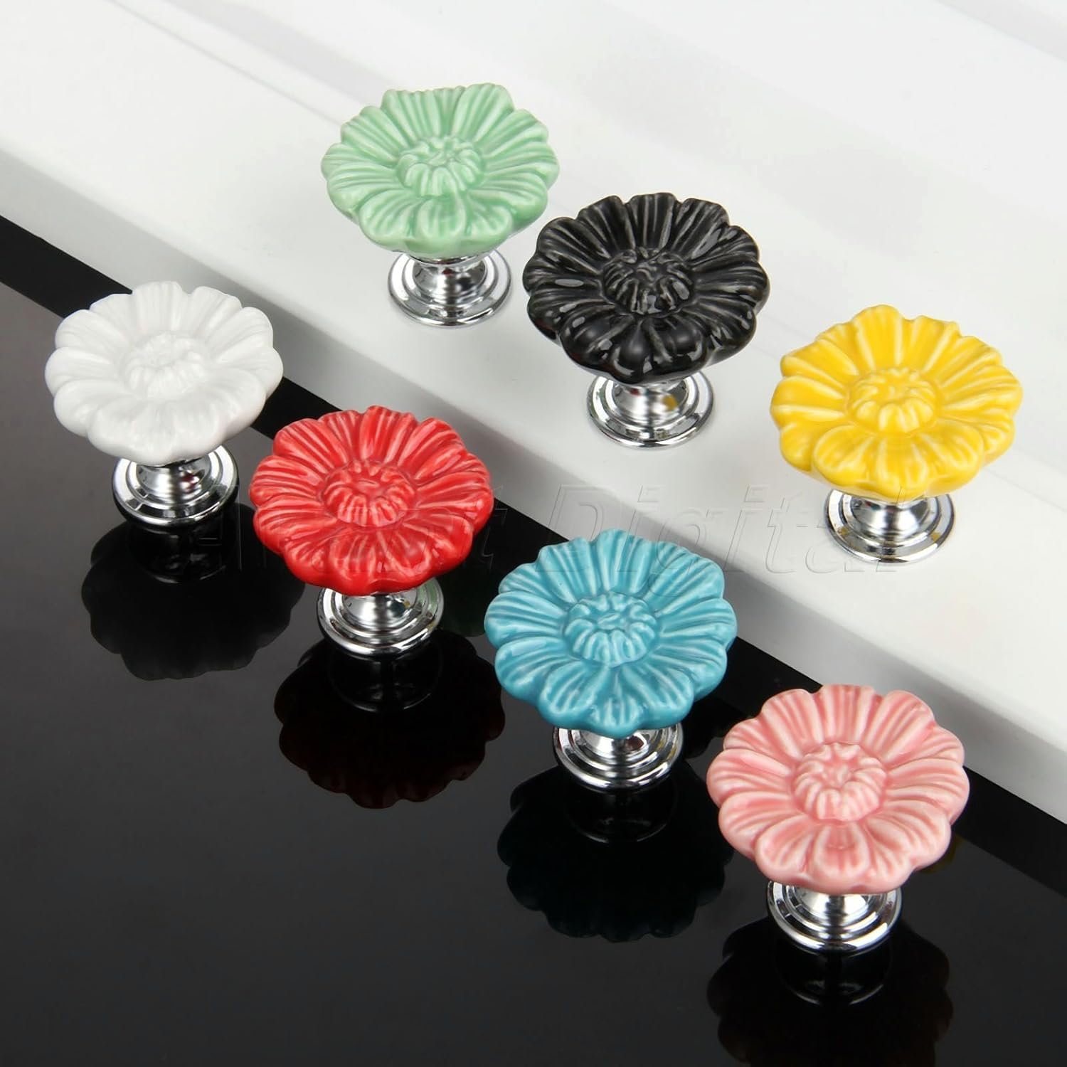 Generic Pink Vintage Chrysanthemum Flower Ceramic Door Knob