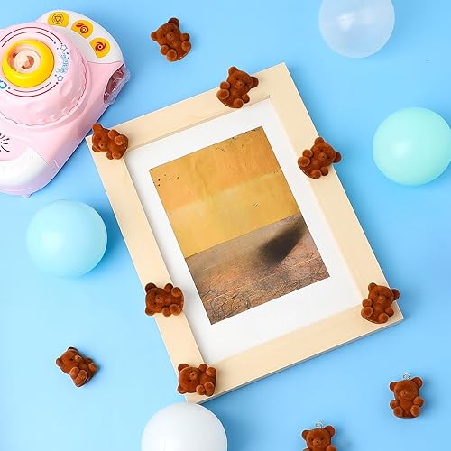 Miniatura 4 de Hungdao 12 piezas de mini osos flocados pequeños rellenos en miniatura para pastel de cumpleaños, decoración de boda, suministros de fiesta, bolsa