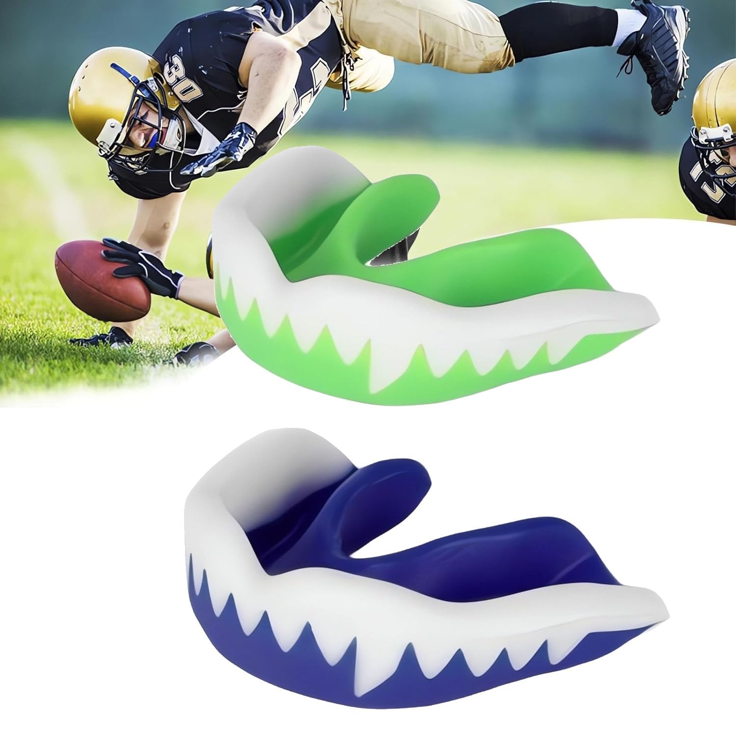 SYOSI Mouth Guard, 2Pcs Adults and Youth Mouth Guards Sports Mouthguard with Case, Professional Mouthpieces Braces EVA Double Colored for Boxing MMA Rugby Football Basketball Muay Judo Karate (C)
