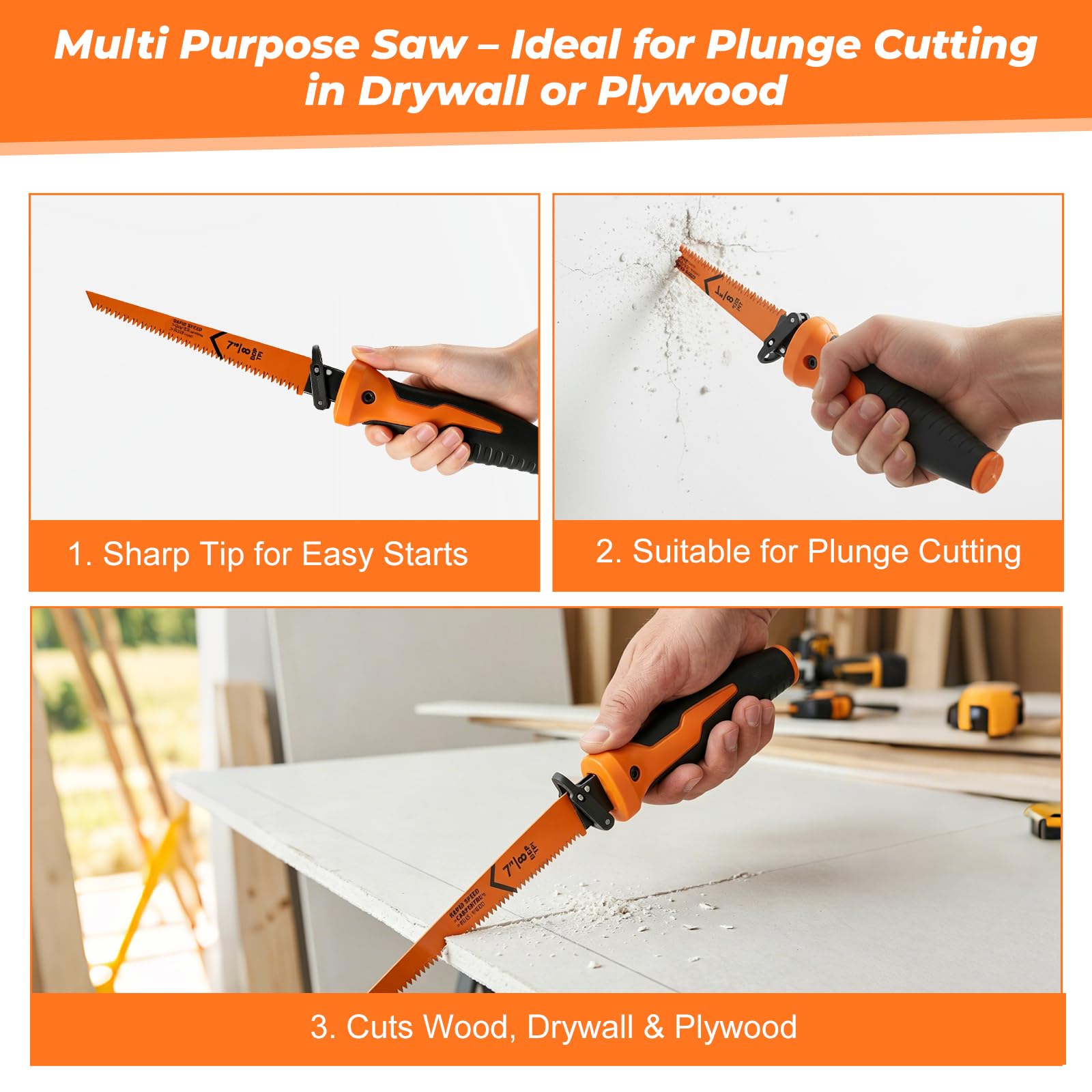 Flintronic Set de Sierra Metálica 8 en 1, Mini Sierra para Bricolaje con 8 Hojas de Sierra, Diseño Autobloqueante y Mango Ergonómico, para Metal, Madera y Plástico