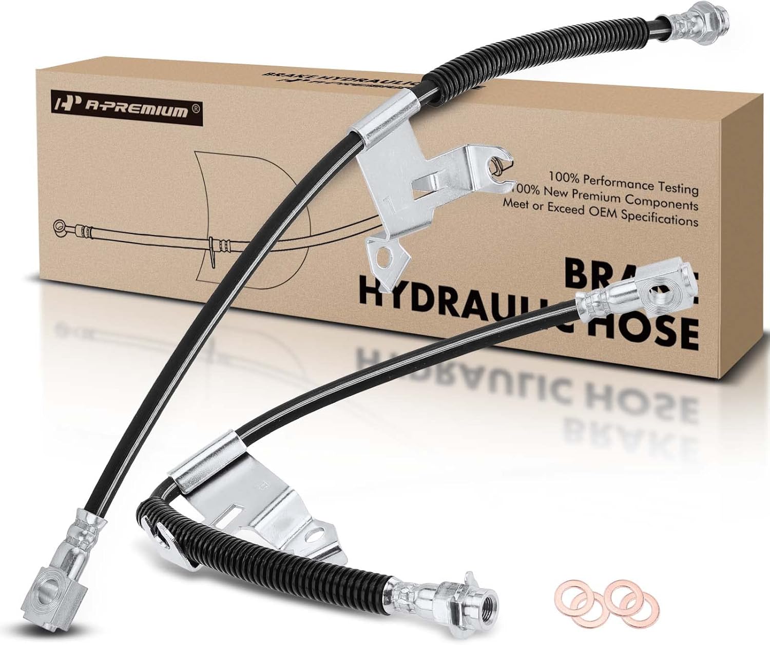 A-Premium Front Brake Hydraulic Hose Compatible with Select Cadillac, Buick, Oldsmobile and Pontiac Models - Allante, DeVille, Eldorado, Seville, LeSabre, Riviera, Park Avenue, Bonneville(Pack of 2)