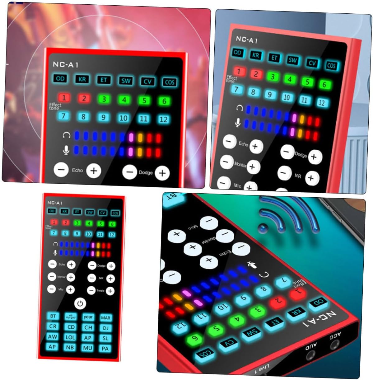 Mobile Phone Sound Card Metal Live Streaming Audio Mixer with Noise Reduction Reverberation for Streaming Gaming and Recording