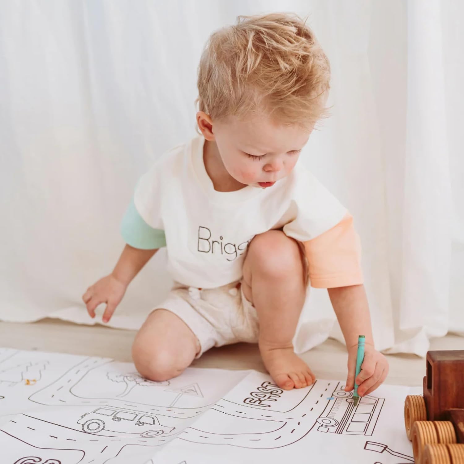 Road Map Coloring Play Mat | Huge 3' x 6' Personalized Play Mat for Kids | Road Map Party Decor, Play Mat or Activity Sheet | Made in USA