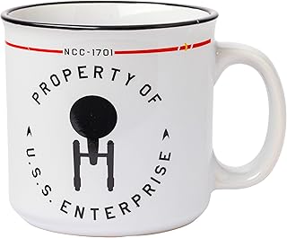 Silver Buffalo Star Trek NCC-1701 Property of The USS Enterprise Ceramic Camper Mug, 20 Ounces