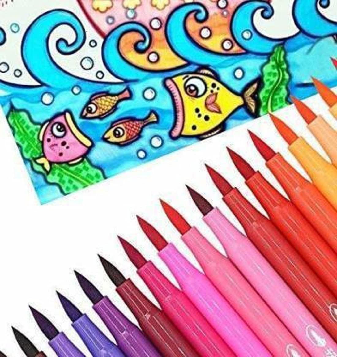 KIVYA Colouring sketch pens for kids drawaing, painting Artistic watercolor brush Marker Pen for girls/boys - 12 sketch pens