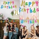 AMFIN (Pack of 1) Happy Birthday Party Cursive Glitter Banner - Multi gallery image