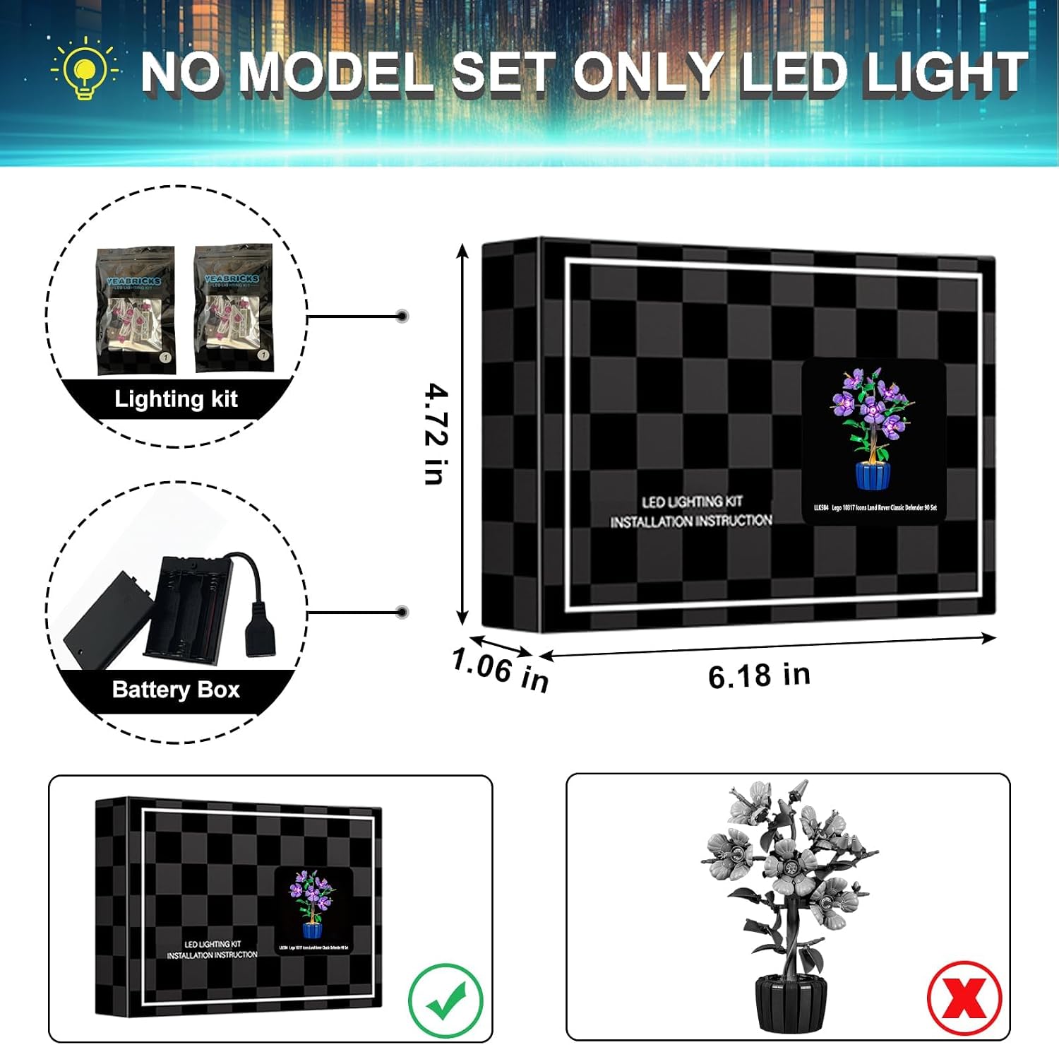 LED Light Kit for Lego 10372 Hibiscus Flowers, Compatible with Lego 10372 Building Blocks Model(Not Include Blocks Set) image 3