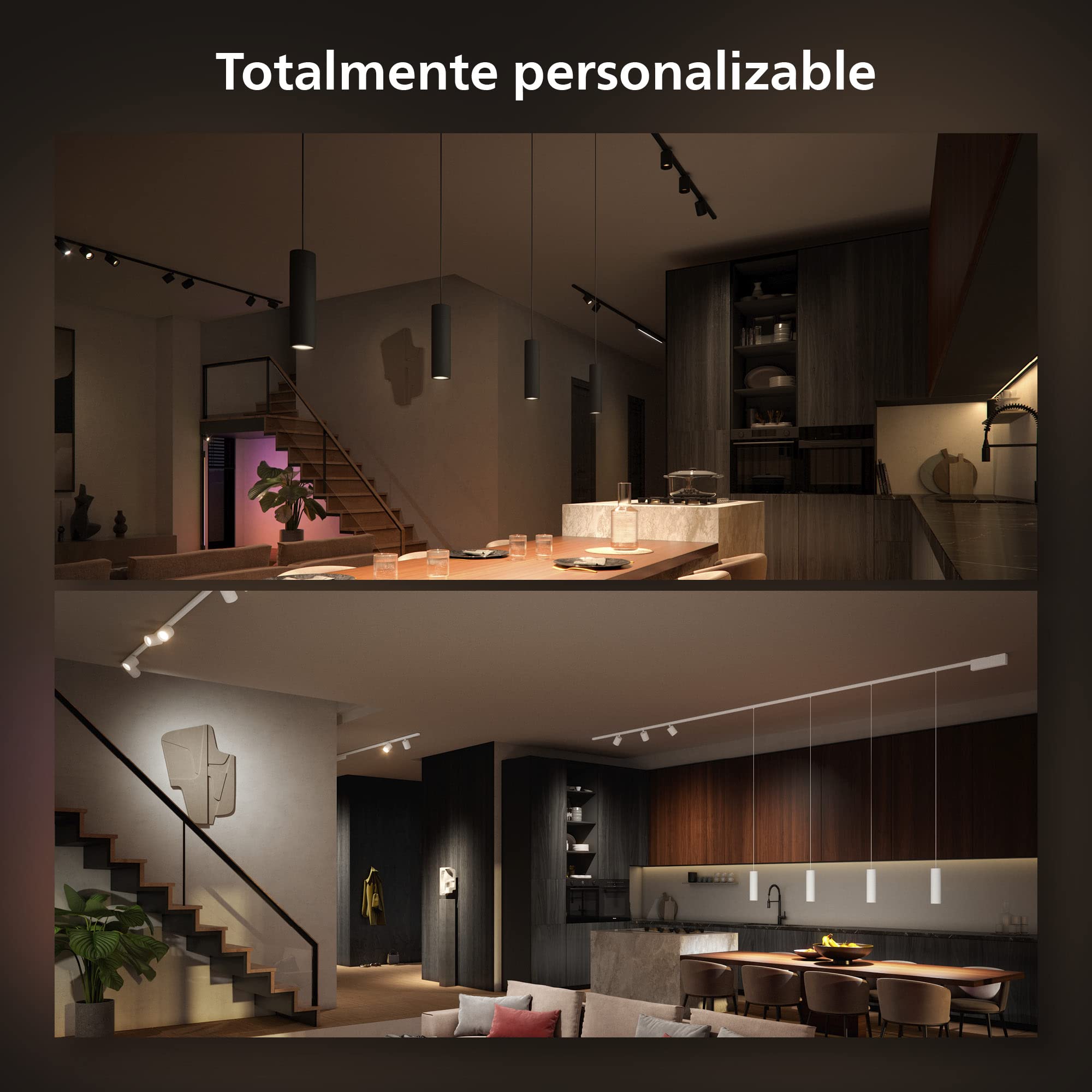 Philips Hue White and Color Ambiance, Perifo, Kit di Illuminazione a Binario da parete, Kit con 3 Faretti, 16.8 W, Nero