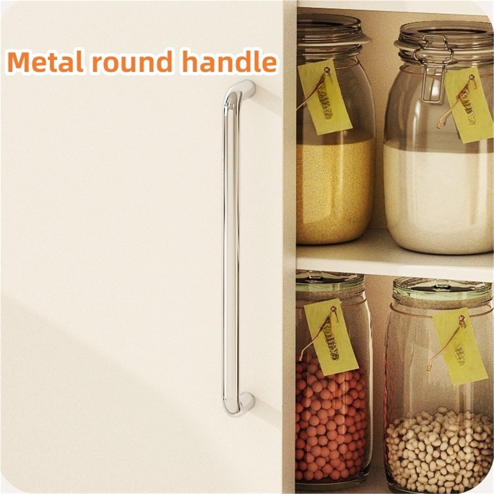 Küchenregal mit ausziehbarem Gewürznizer, Metall, Gewürzregal und Schranktür, platzsparende Aufbewahrung für Tassen, Schreibtisch, Sideboard
