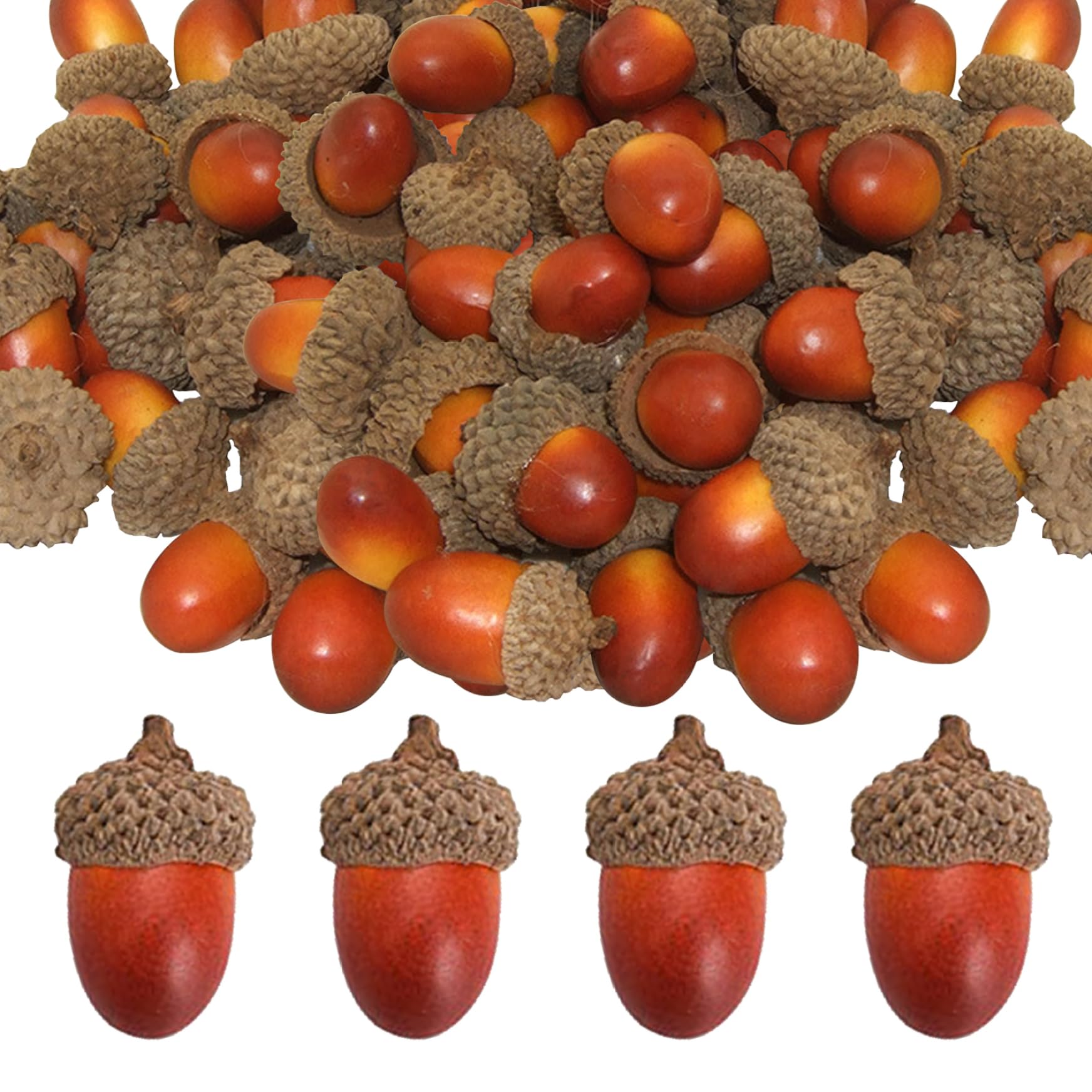 CAKEEYUM Fake Acorns 100PCS Lifelike Acorns for Crafts Mini Artificial Acorn Decor for Christmas Wedding Fall Decorations Light Color for Crafts Acorn Decor Fake