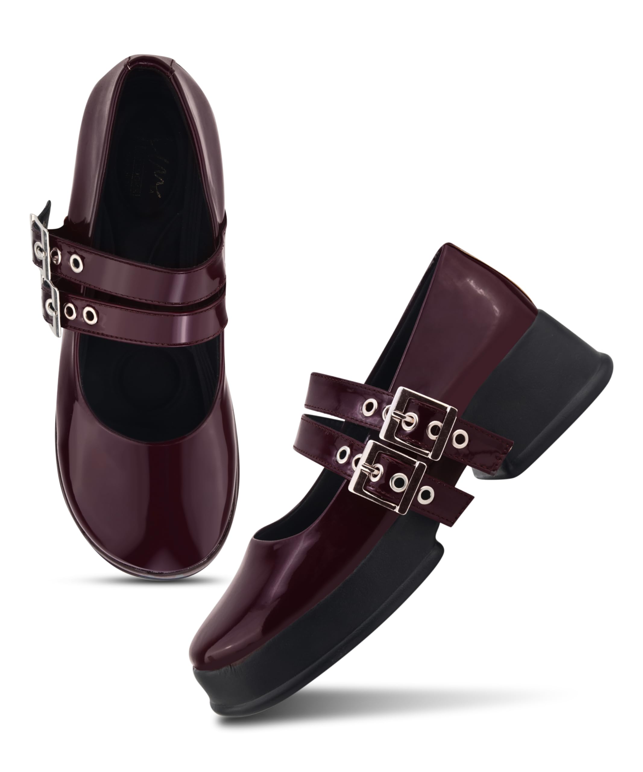 Premium Patent Leather Double Strap Platform Mary Janes for Women Featuring Stylish Buckle Closures and Durable Soles-image-33