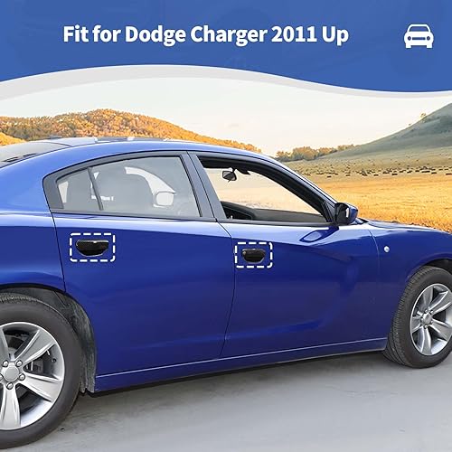 Miniatura 4 de RT-TCZ Para cargador de fibra de carbono manija de puerta cubierta Trim Bowl para Dodge Charger 2011 up negro fibra de carbono grano exterior