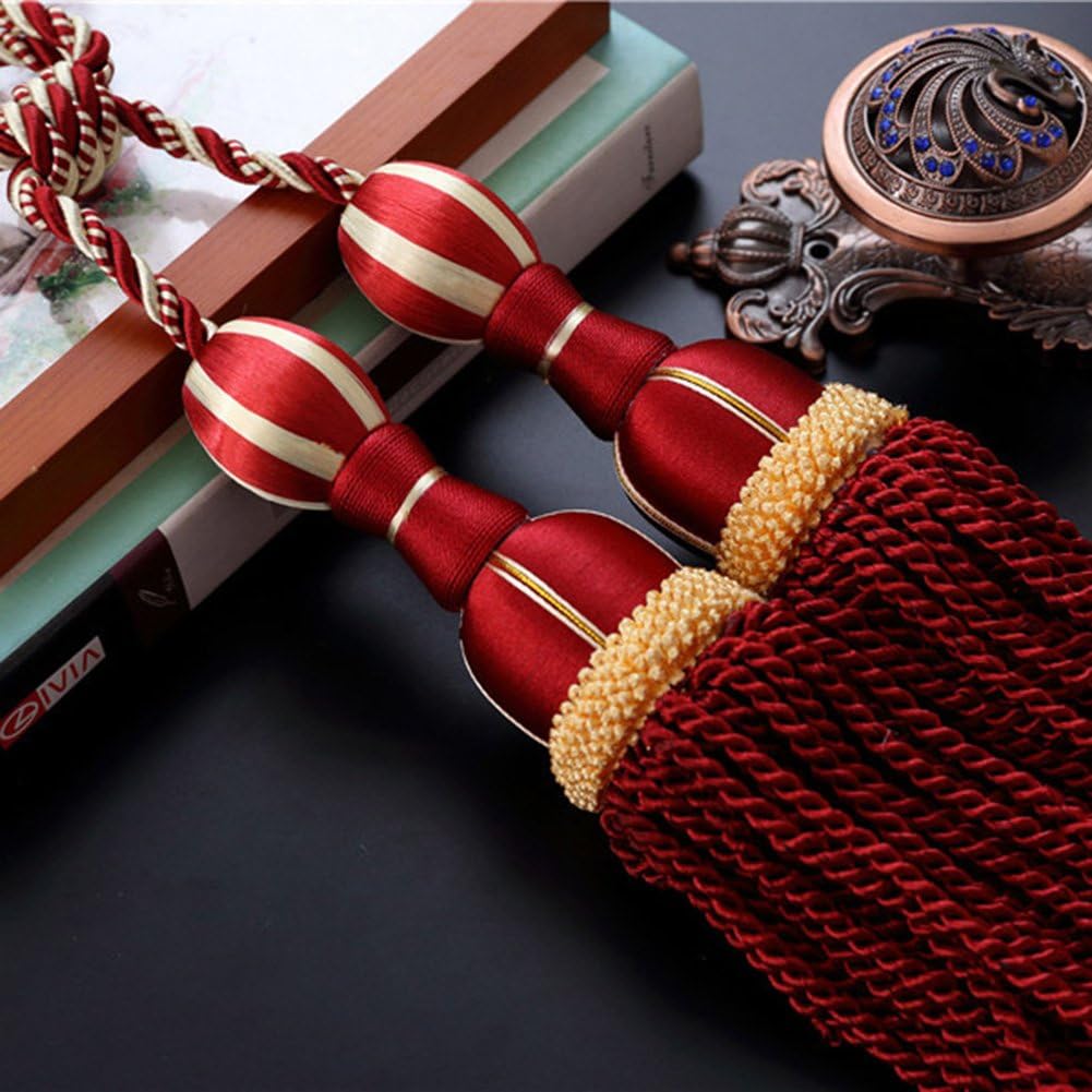 ウィンザー カーテン JE-86000 アイボリー ｜ジャストカーテン JUNENTER 1組 ウィンドウカーテン タイバック タッセル 編み込み カーテンコード 窓装飾 ホームデコレーション (レッド)