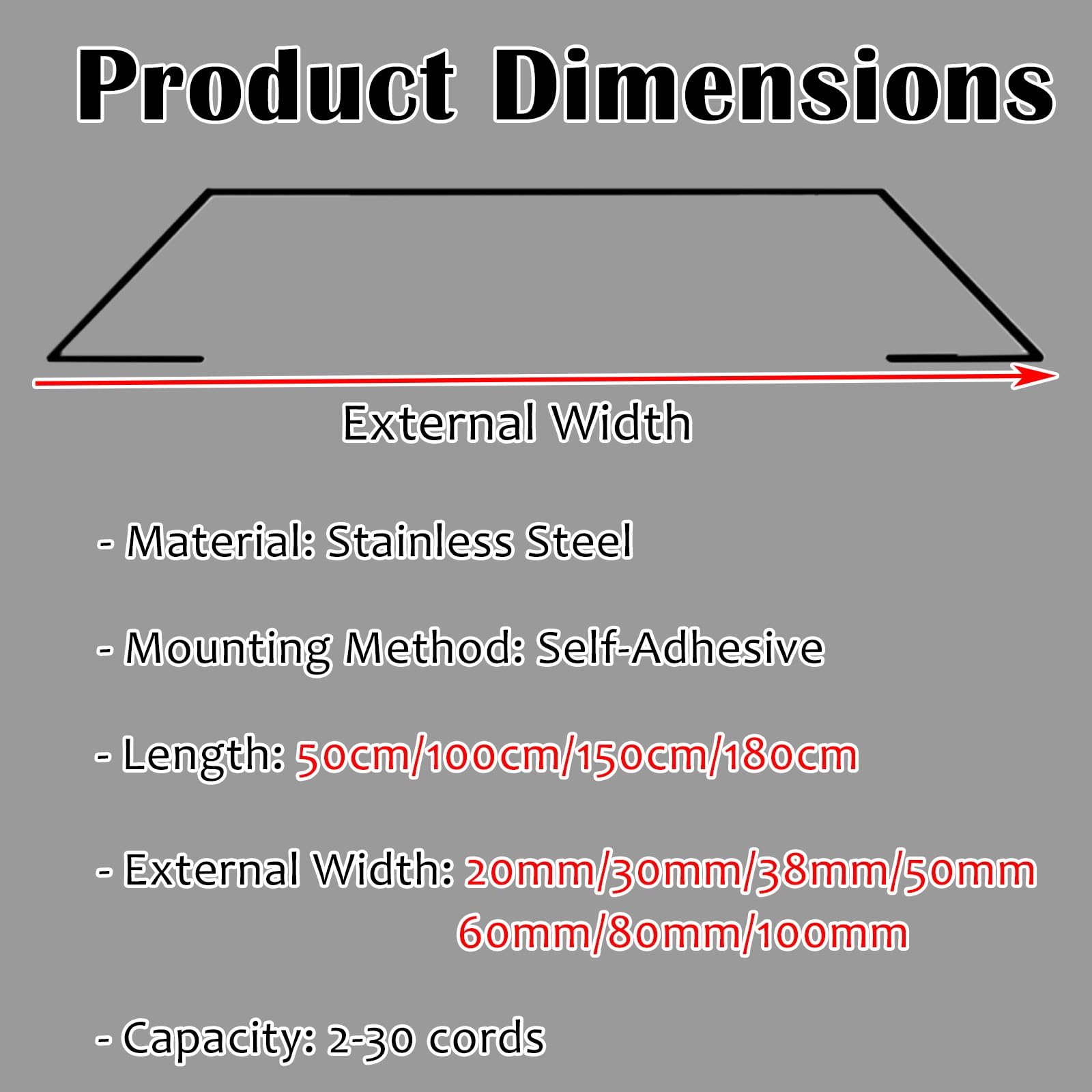 kabelkanal 1 2 4 10 Stück Metall-Bodenkabelabdeckung, Edelstahl-Kabelmanagement-Set Für Zuhause/Geräte/öffentlich, Selbstklebender Bodenkabelschutz(B- 1 PC,L Outer Width 150cm x 30mm)