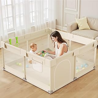Uanlauo Beige Small Baby Playpen