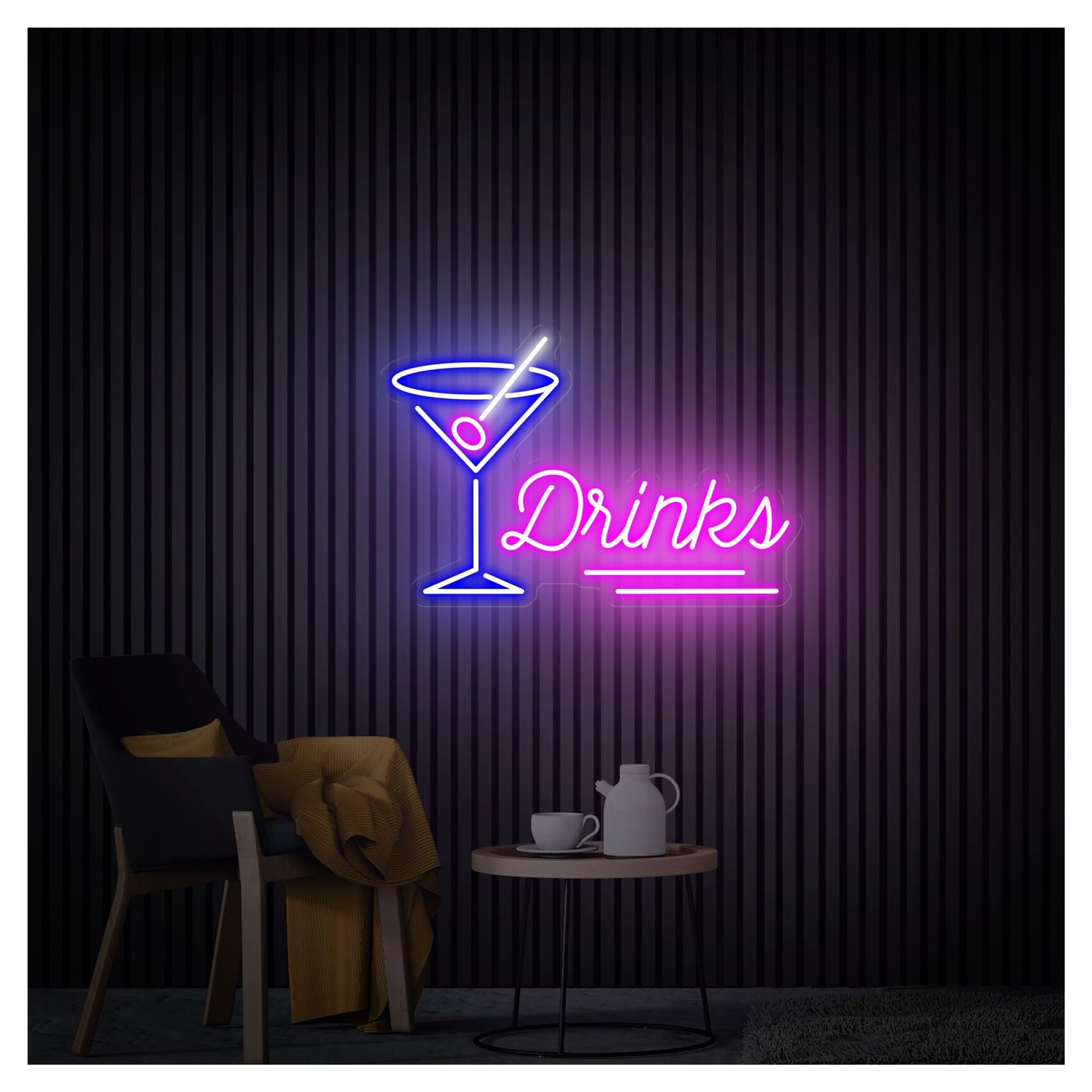 RONGCH Hanging Art Signs Drinks Neon Sign,Suitable for Cocktail Bar Party Wall Decor with Dimmable 28cmx40cm(E)