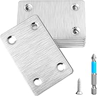 Anterrific 12 Pack Stainless Steel Mending Plates 2.37x1.5 Inch - Rustproof Flat Braces with 48 Screws & Magnetic Screwdriver for Furniture Wood Joints